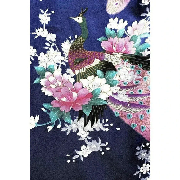 BABEYOND Long Sleeve Kimono Robe Peacock Print - Picture 3 of 8